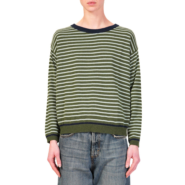 Zeroassoluto-Maglia a righe misto cashmere - blu/militare/acqua