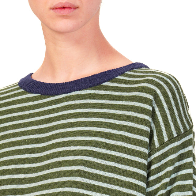 Zeroassoluto-Maglia a righe misto cashmere - blu/militare/acqua