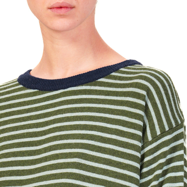 Zeroassoluto-Maglia a righe misto cashmere - blu/militare/acqua