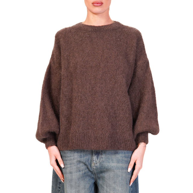 Dixie-Maglia mohair girocollo - moro