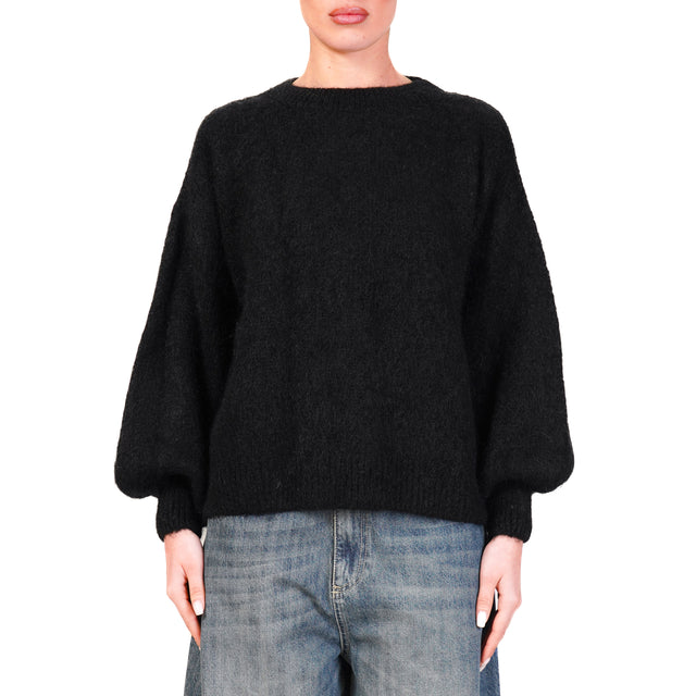 Dixie-Maglia mohair girocollo - nero