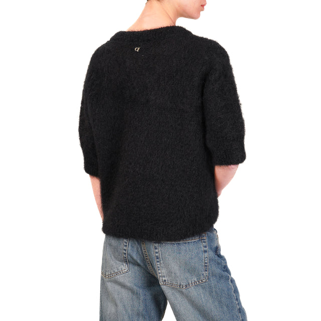 Dixie-Maglia mohair mezza manica - nero