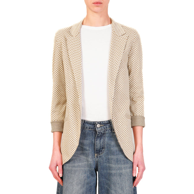 Zeroassoluto-JIN stretch jacket - rhombus lurex sand/gold