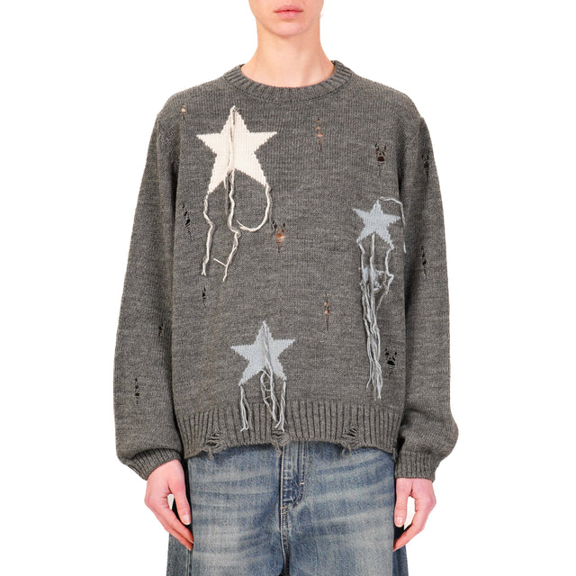 Haveone-Star Jersey with Breakages - Charcoal/Butter/Light Blue