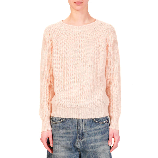 Vicolo-Ribbed Mohair Sweater - pink