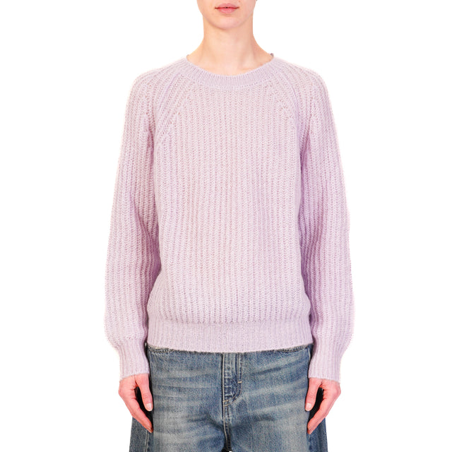 Vicolo-Ribbed Mohair Sweater - Lilac