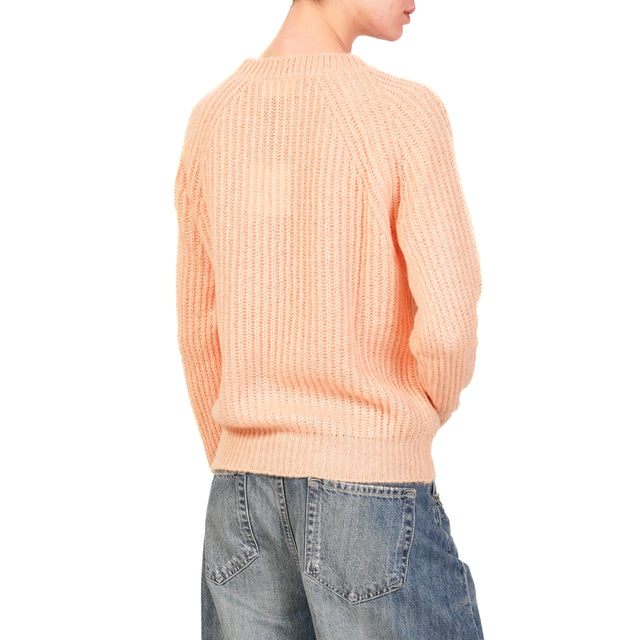 Vicolo-Ribbed Mohair Sweater - Peach