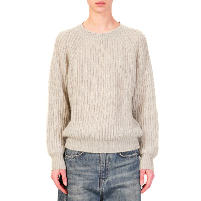 Alley-Ribbed Mohair Sweater - Pearl