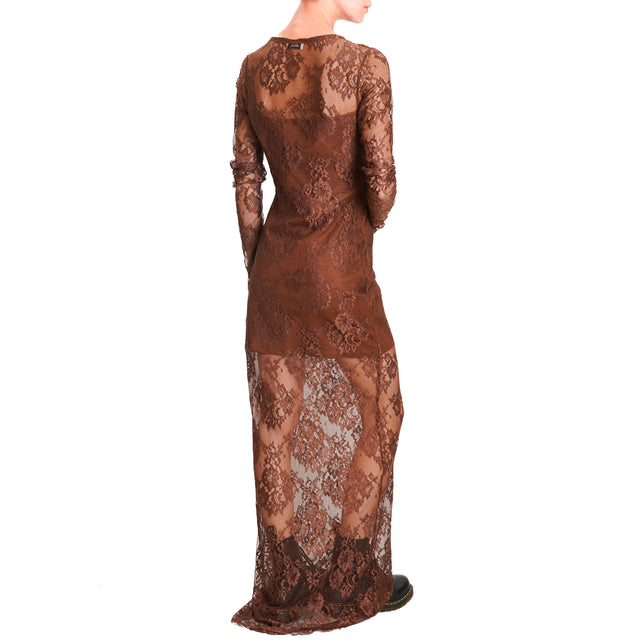 Dixie-Lace Dress with Slip - Dark Brown