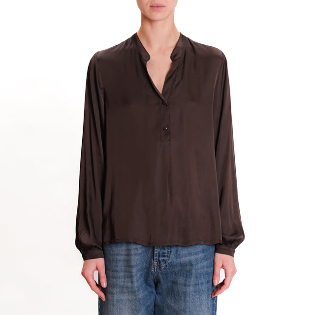 Dixie-Satin Chester Shirt - Mocha