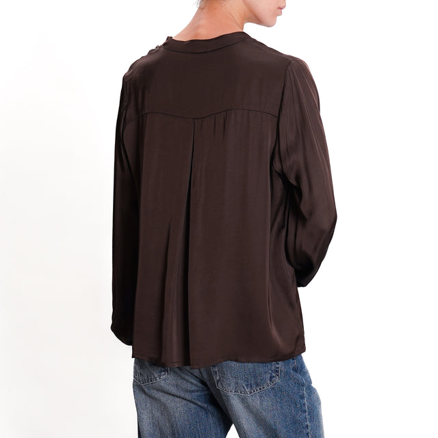 Dixie-Satin Chester Shirt - Mocha