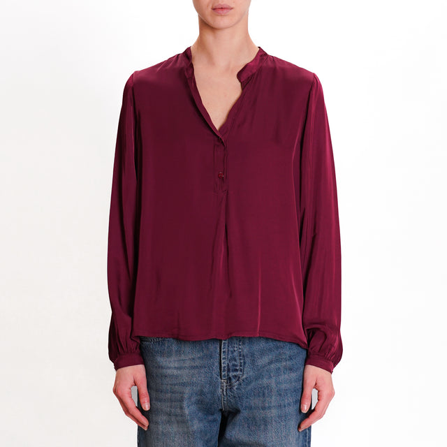 Dixie-Camicia chester in satin - vino