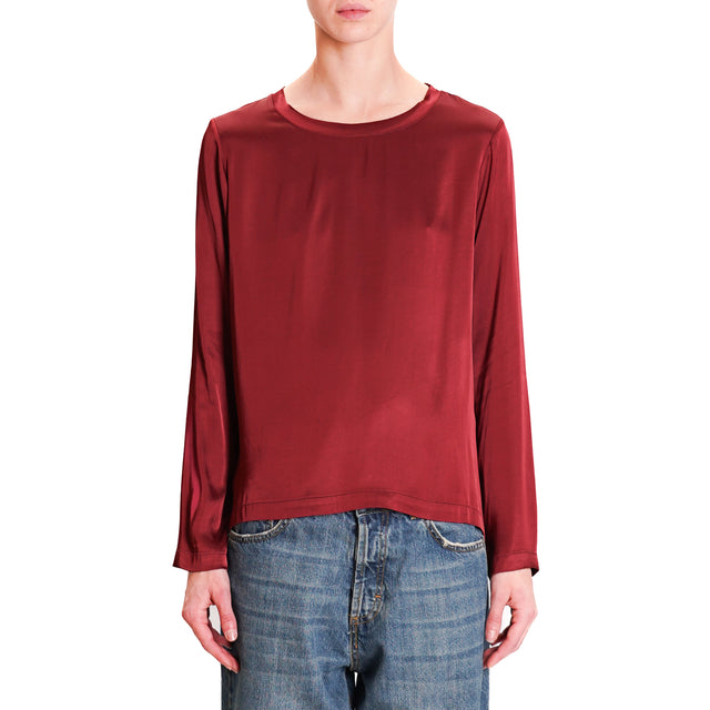 Dixie-Blusa in satin - rouge