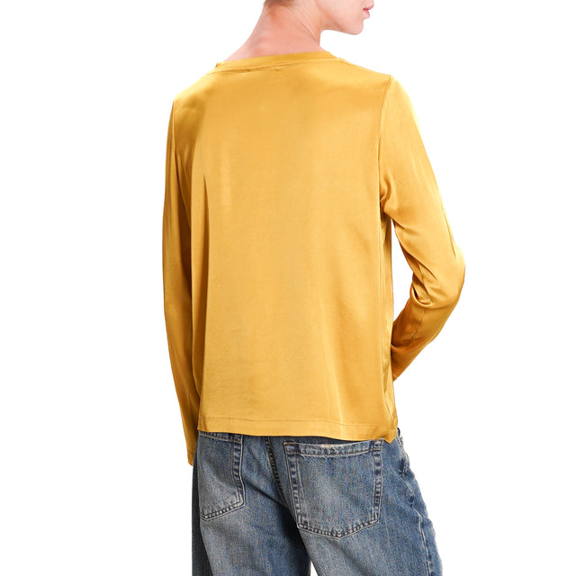 Dixie-Satin Blouse - Mustard