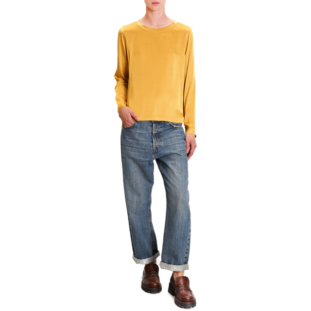 Dixie-Satin Blouse - Mustard