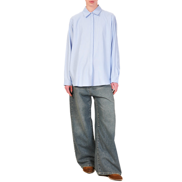 Dixie-Camicia oversize oxford - celeste