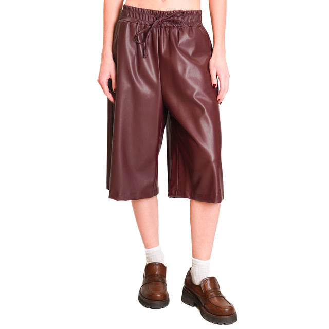 Dixie-Bermuda imitation leather with drawstring - Bordeaux