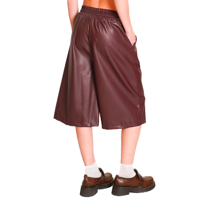 Dixie-Bermuda imitation leather with drawstring - Bordeaux