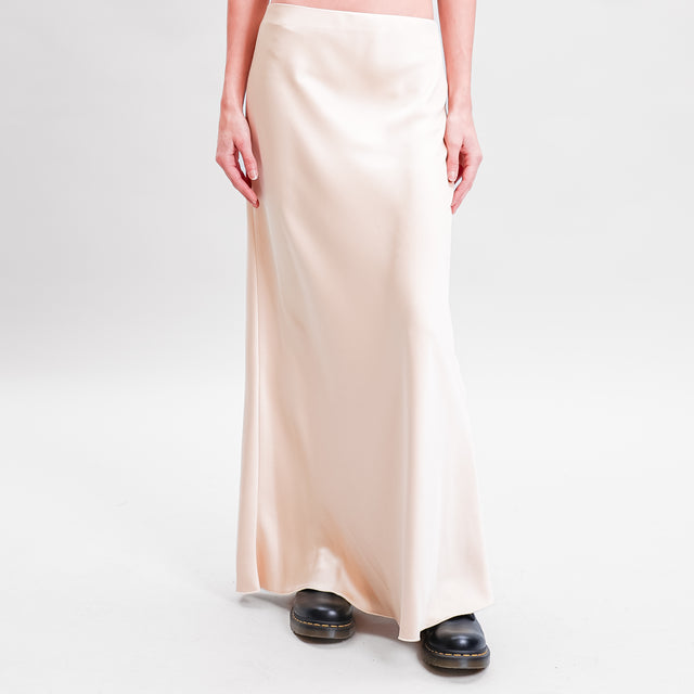 Dixie-Elastic Waist Satin Skirt - Butter