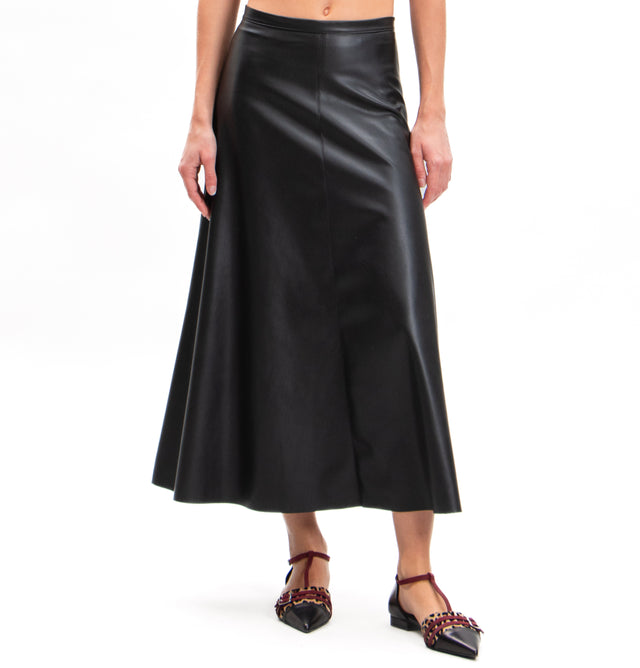 Dixie A-line Faux Leather Skirt - Black