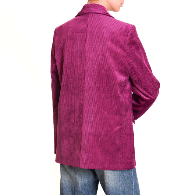 Dixie-500 Stripe Velvet Jacket - Black Cherry