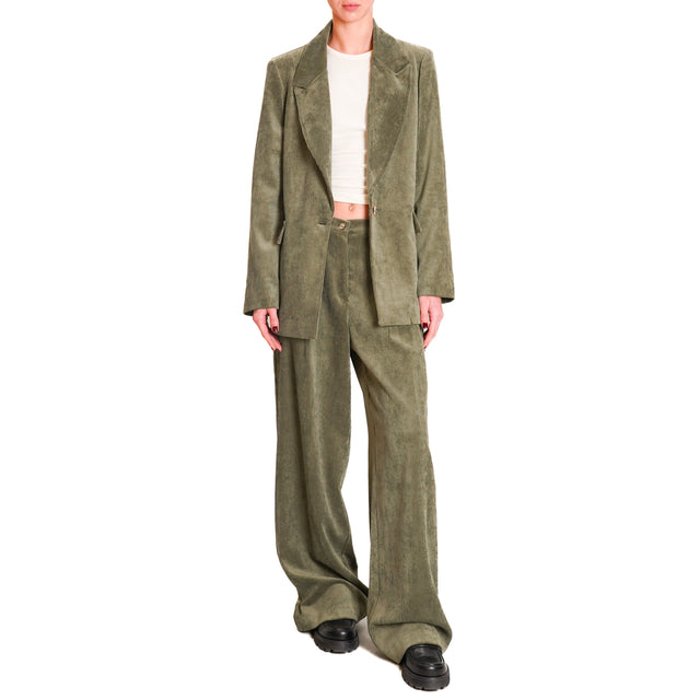 Dixie-500 Stripe Velvet Jacket - Khaki