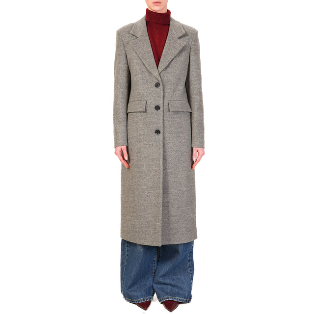 Vicolo-Cappotto misto lana tre bottoni - grigio melange