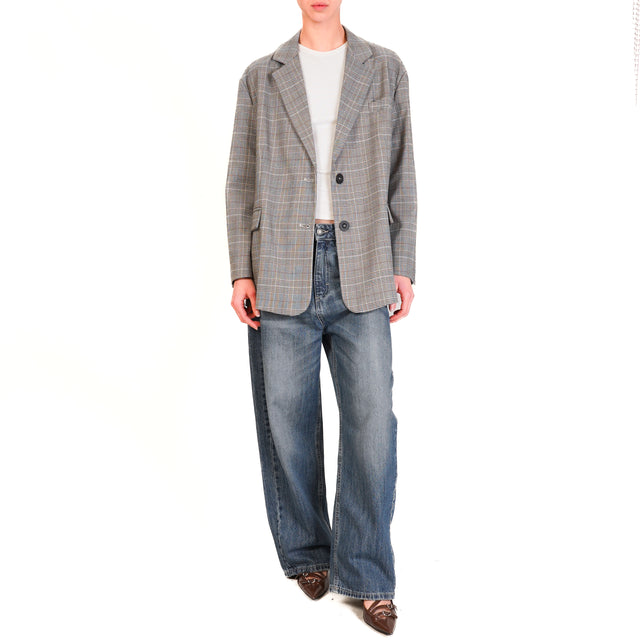 Dixie-Giacca oversize principe di galles - latte/nero/moro