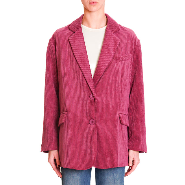 Dixie-500 Striped Velvet Oversized Deconstructed Jacket - Mauve