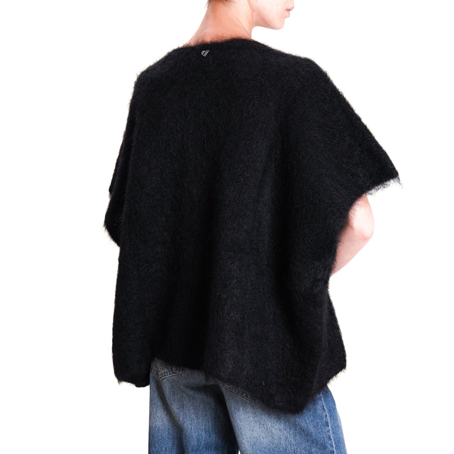 Dixie-V-Neck Sleeveless Mohair Sweater - Black