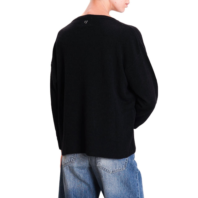 Dixie-Alpaca Blend Crewneck Sweater - Black