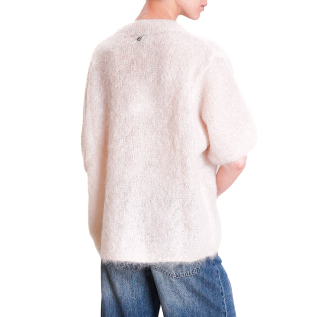 Dixie-Mohair Crewneck Half Sleeve Sweater - Butter