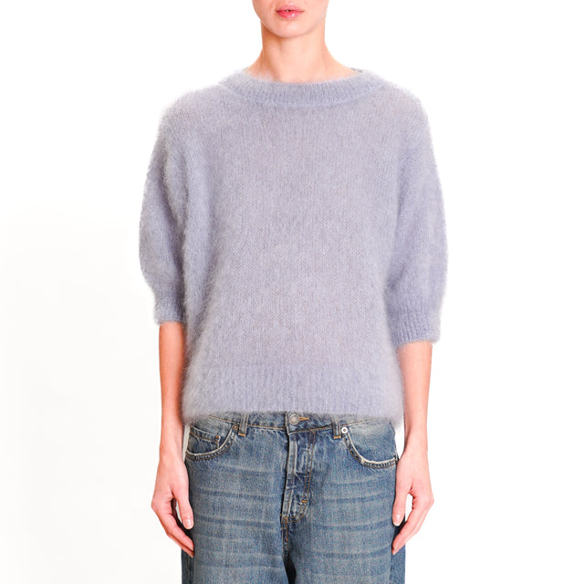 Dixie-Mohair Half Sleeve Sweater - Light Blue