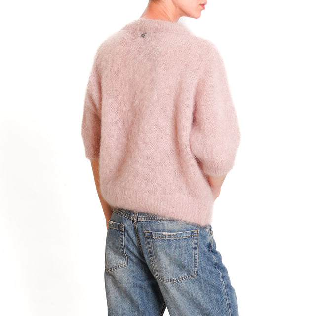 Dixie-Mohair Half Sleeve Sweater - Powder