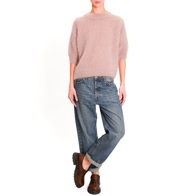 Dixie-Mohair Half Sleeve Sweater - Powder