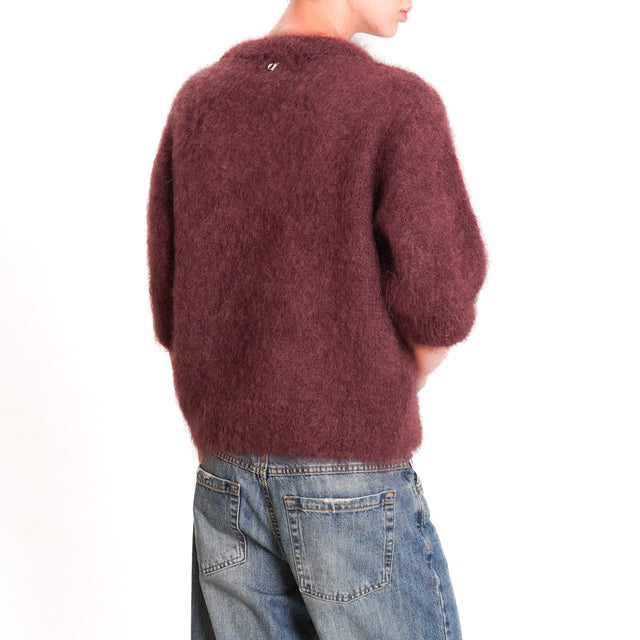 Dixie-Mohair Half Sleeve Sweater - Aubergine