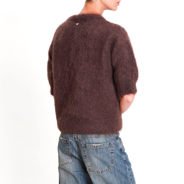 Dixie-Mohair Half Sleeve Sweater - Dark Brown