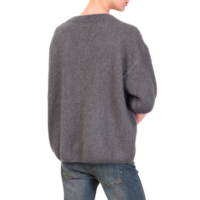 Dixie-Maglia mohair girocollo manica 3/4- antracite