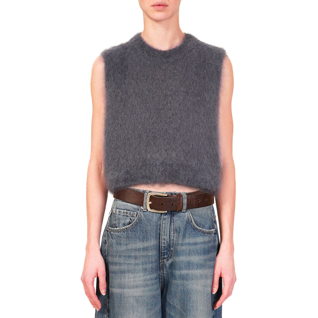 Dixie-Gilet cropped mohair - antracite