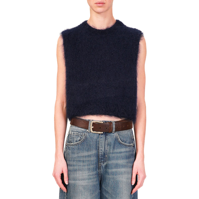 Dixie-Gilet cropped mohair - blu