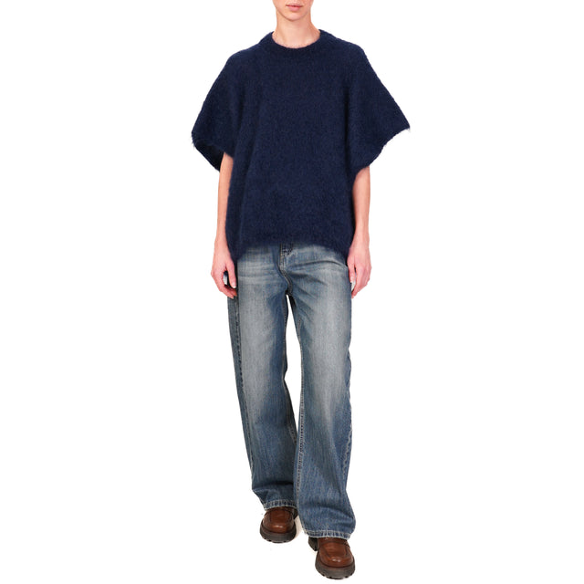 Dixie-Maglia mohair oversize girocollo - blu