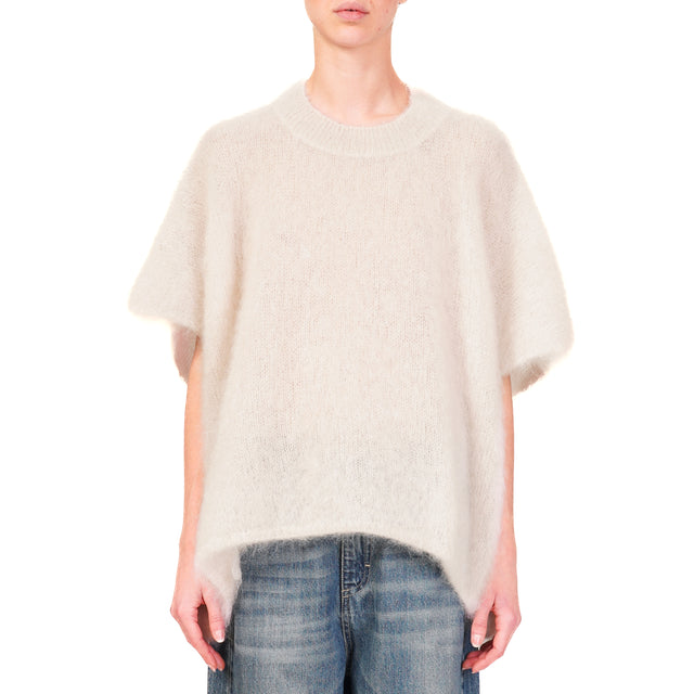 Dixie-Maglia mohair oversize girocollo - panna