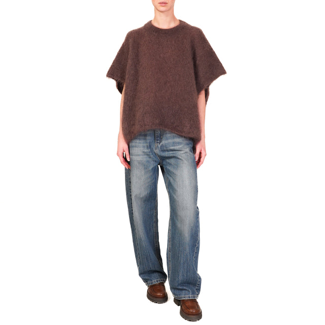 Dixie-Maglia mohair oversize girocollo - moro