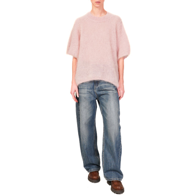 Dixie-Maglia mohair oversize girocollo - cipria