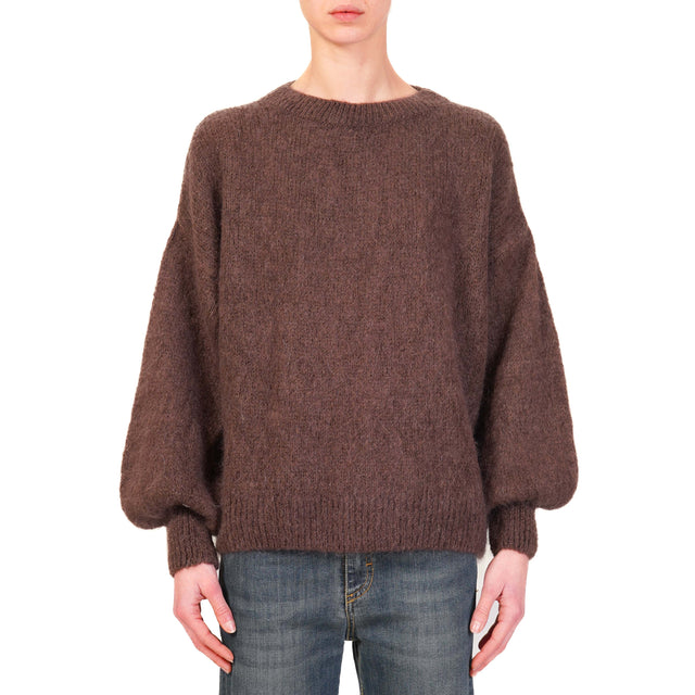 Dixie-Maglia mohair girocollo - moro