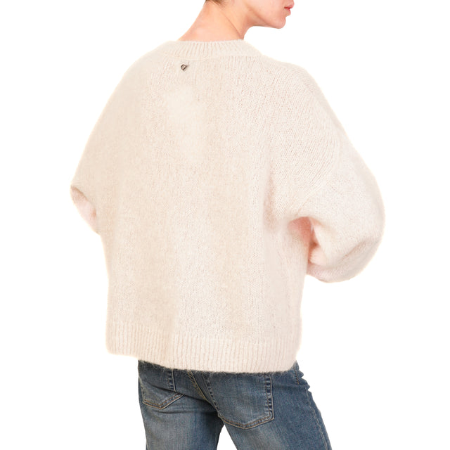 Dixie-Maglia mohair girocollo - panna