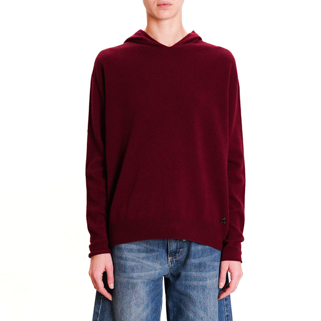 Dixie-100% SOFT Wool Hooded Sweater- Bordeaux