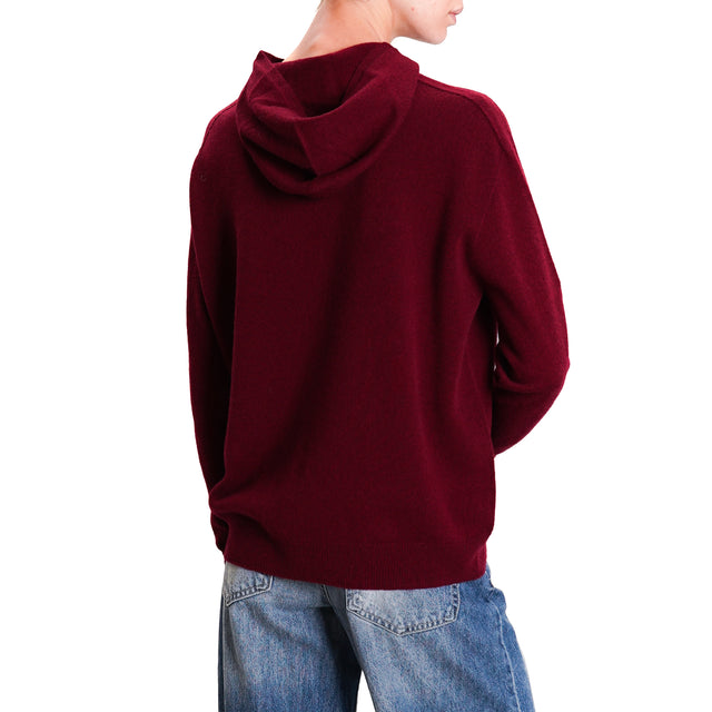 Dixie-100% SOFT Wool Hooded Sweater- Bordeaux