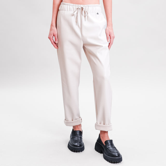 Dixie-Pantalone similpelle con coulisse - sand