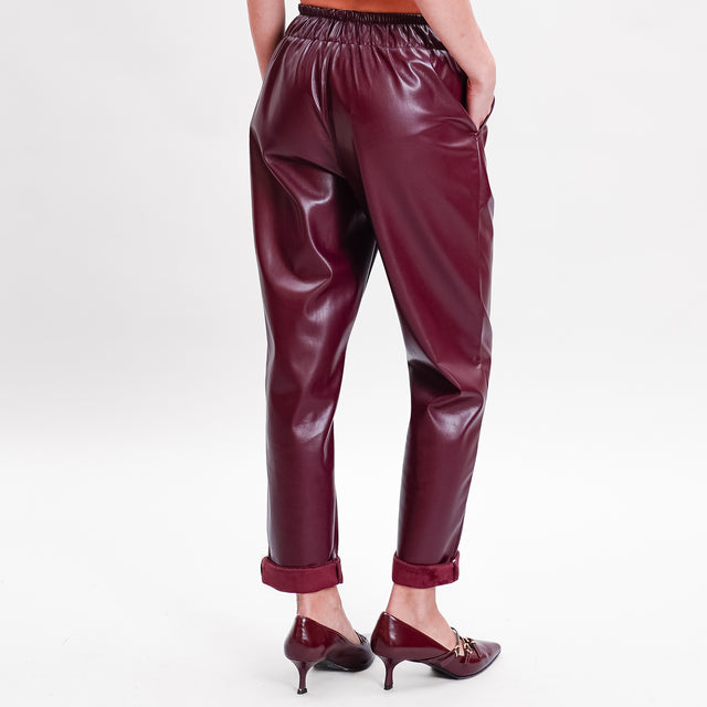 Dixie-Pantalone similpelle con coulisse - Bordeaux